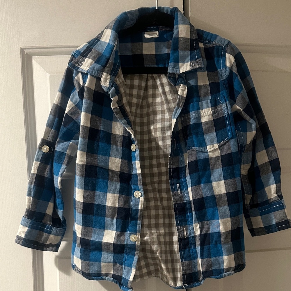 BabyGap Blue and White Plaid Button-Up Shirt